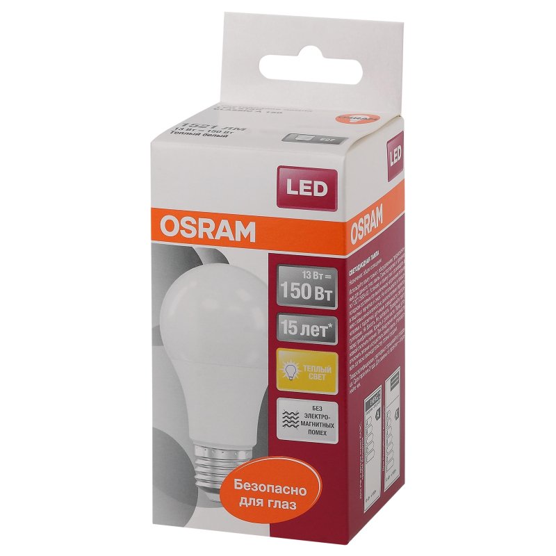 превью Лампа светодиодная Osram star classic, 13Вт, тип А «груша», Е27, 2700К, теплый свет
