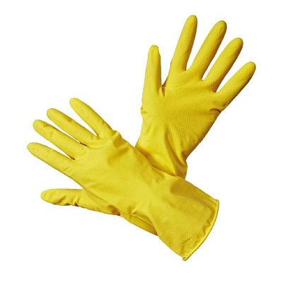 Перчатки латексные с хлопковым напылением желтые (размер 9, L)