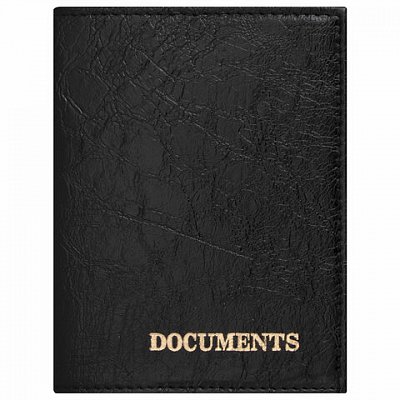 Обложка для автодокументов STAFF, экокожа, «DOCUMENTS», черная, 237181