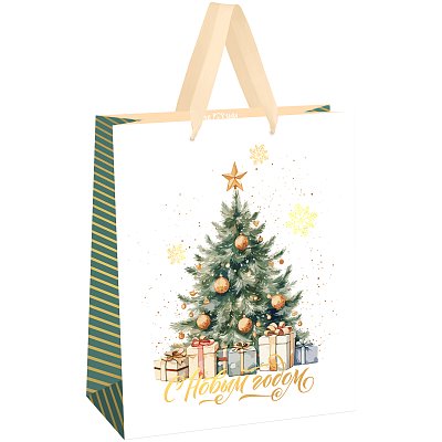 Пакет подарочный 33×42×12см MESHU «Christmas mood», фольга, матовая ламинация