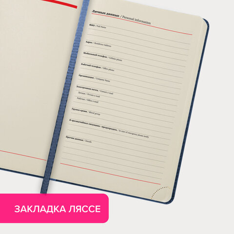 Ежедневник недатированный А5 138×213 мм BRAUBERG «Status», под кожу, 160 л., темно-синий