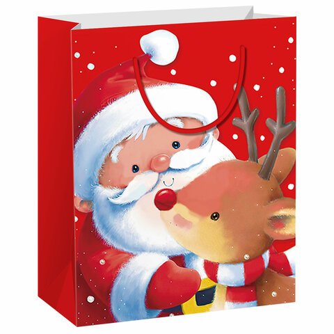 Пакет подарочный НАБОР 4 штуки, новогодний, 18×10х23 см, «Christmas Animals», ЗОЛОТАЯ СКАЗКА