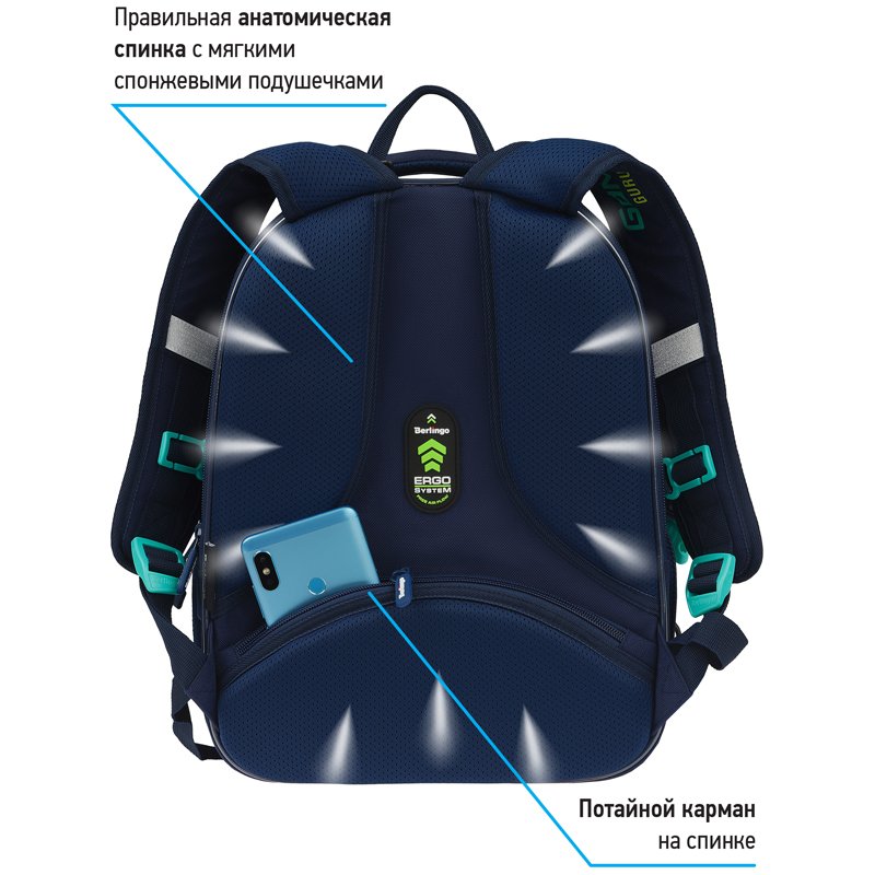 Ранец Berlingo Expert Mini «Gamer» 36×27×14см, 2 отделения, 2 кармана, анатомическая спинка, мешок для обуви