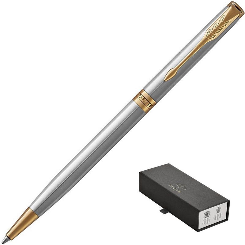 Ручка шариковая Parker Sonnet slim цвет чернил черный цвет корпуса серебристый (артикул производителя 1931508)