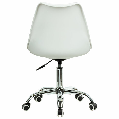Кресло стул BRABIX «Eames MG-310 CH», хром, пластик белый, ткань серая