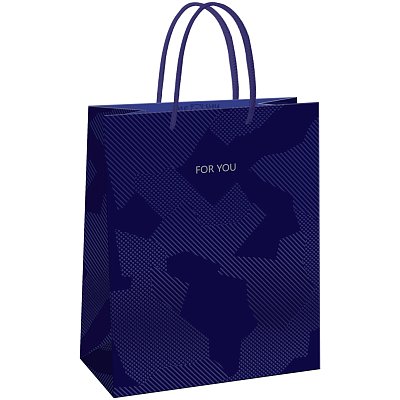 Пакет подарочный 11×14×6.5см MESHU «Blue pattern», выборочный лак, матовая ламинация