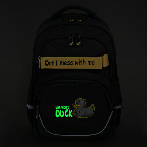 Рюкзак BRAUBERG MOTION, 2 отделения, 3 кармана, «Angry duck», СВЕТЯЩИЙСЯ, 41×28х17 см