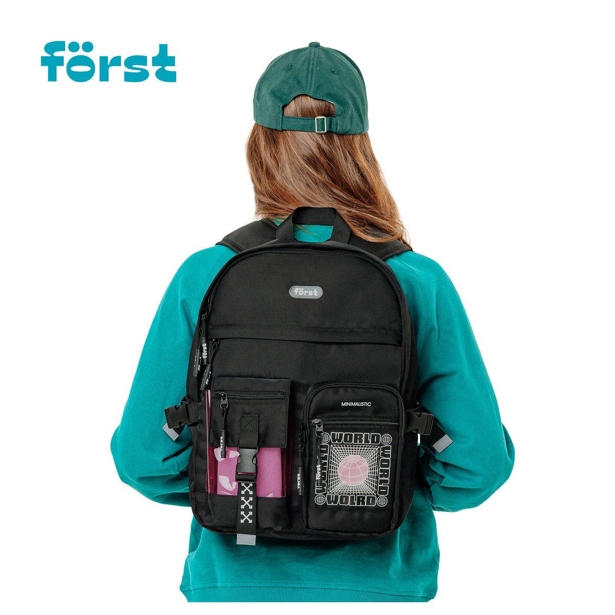 Рюкзак Först F-Teens «World» 40×28×15см, 1 отделение, 7 карманов, уплотненная спинка