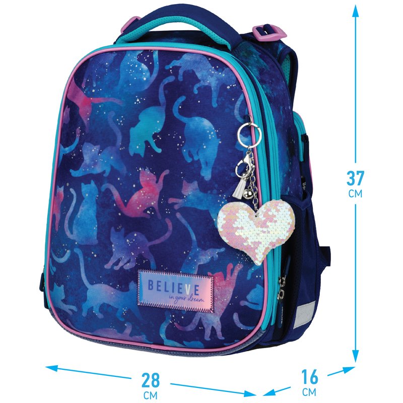 Ранец Berlingo Expert «Galactic cats» 37×28×16см, 2 отделения, 2 кармана, анатомическая спинка