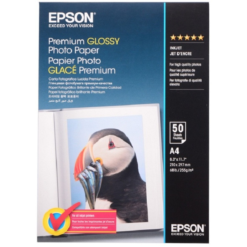 превью Фотобумага для цветной струйной печати Epson Premium Glossy C13S041875 (глянцевая, 13×18, 255 г/кв. м, 50 листов)