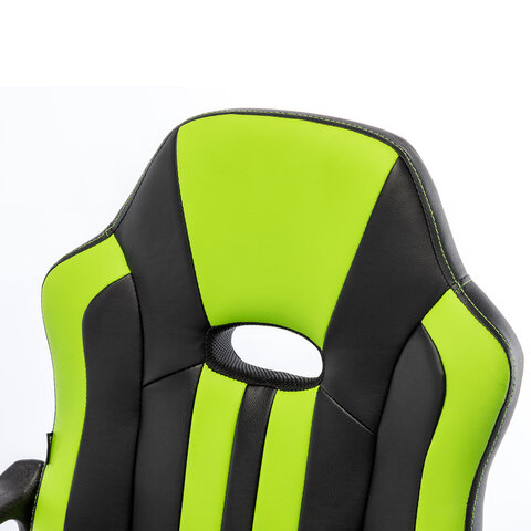 Кресло компьютерное BRABIX «Stripe GM-202», экокожа, черное/зеленое