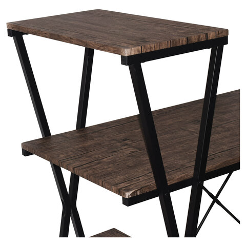 Стол на металлокаркасе BRABIX «LOFT CD-004», 1200×535х1110 мм, 3 полки, цвет морёный дуб