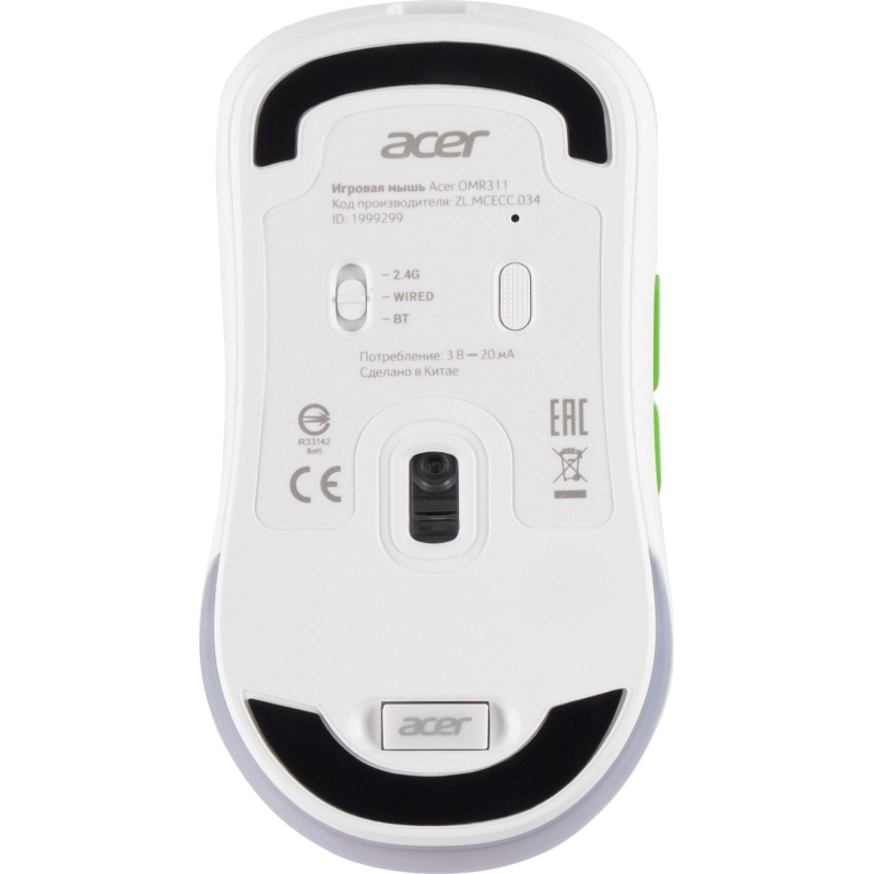 Мышь компьютерная Acer OMR311 2400dpi BT/Radio USB 7but(ZL. MCECC.034)бел