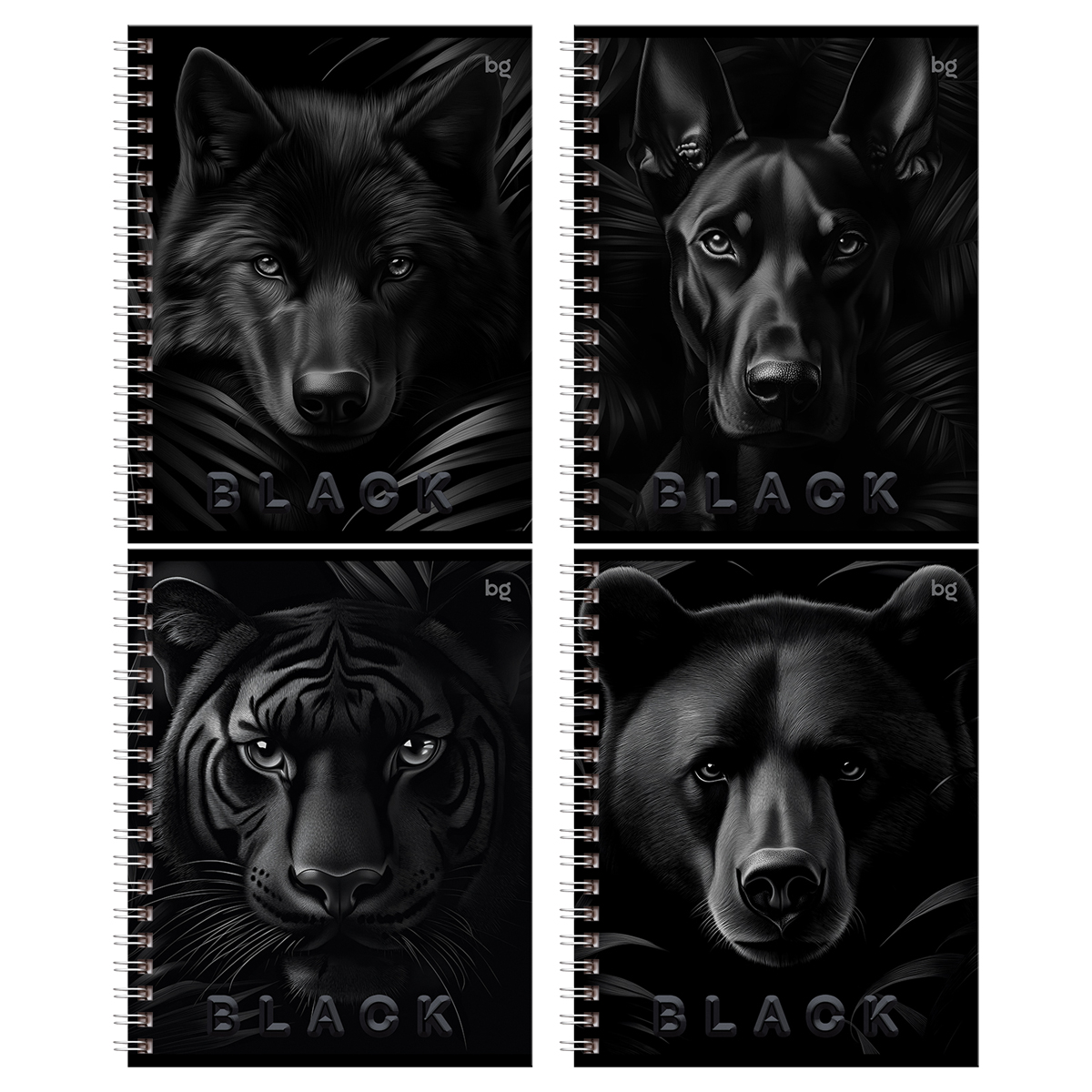 превью Тетрадь 96л., А5, клетка на гребне BG «Just Black», soft-touch ламинация, выб. лак