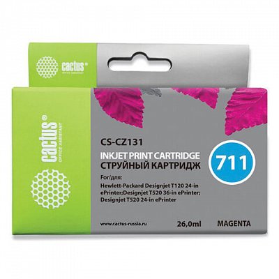 Картридж струйный CACTUS (CS-CZ131) для плоттеров HP DesignJet T120/T520, пурпурный, 26 мл