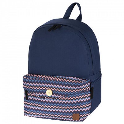 Рюкзак BRAUBERG B-HB1602 для старшеклассниц/студенток, «Синий», карман с пуговицей, 40?28?12 cм