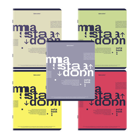 превью Тетради ДЭК А5 48 л. КОМПЛЕКТ 5 шт. BRAUBERG скоба, клетка, TWIN-лак, «Modern»