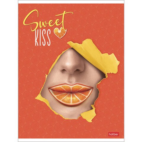 Тетрадь А5, 48 л., HATBER, скоба, клетка, матовая ламинация, 3D-лак, «Sweet kiss» (5 видов в спайке)