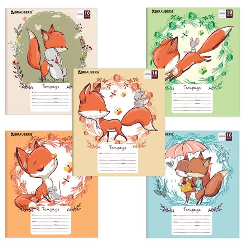 превью Тетрадь 18 л. BRAUBERG, клетка, обложка картон, CUTE FOX