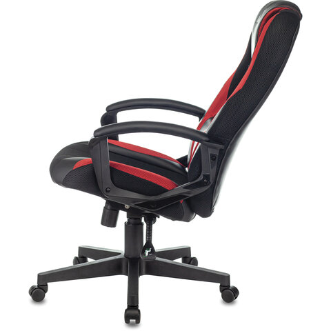 Кресло компьютерное VIKING-9/BL+RED, подушка, экокожа/ткань, черное/красное