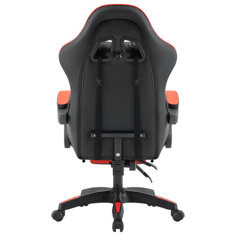 Кресло компьютерное DEFENDER Tornado, 2 подушки, подставка для ног, экокожа, черное/красное, ш/к 26722