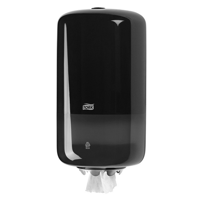 превью Диспенсер для рулонных полотенец с центральной вытяжкой Tork Elevation Mini M1 пластиковый черный (код производителя 558008)