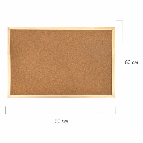 Доска пробковая для объявлений (60×90 см), деревянная рамка, BRAUBERG