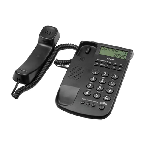 Телефон RITMIX RT-440 black, АОН, спикерфон, быстрый набор 3 номеров, автодозвон, дата, время, черный