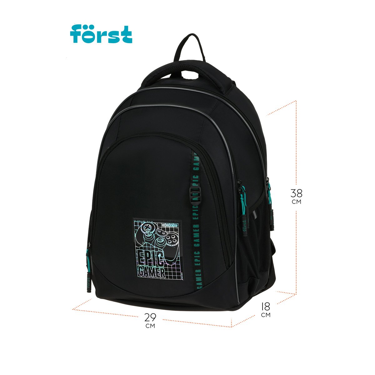 Рюкзак Först F-JUNIOR «Epic gamer» 38×29×18 см, 3 отделения, 2 кармана, эргономичная спинка