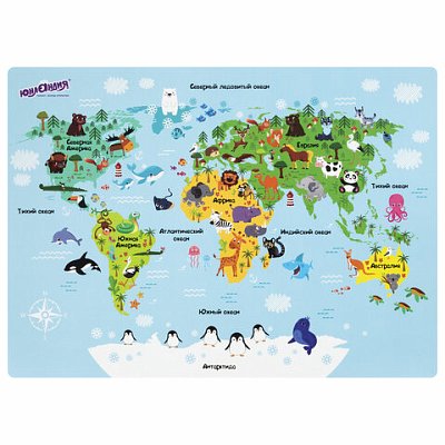 Настольное покрытие ЮНЛАНДИЯ, А3+, пластик, 46×33 см, «Map»