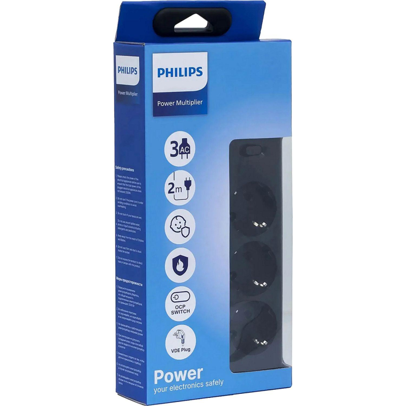 Сетевой фильтр Philips CHP2135BA/51 3р/2м, 10А, черный