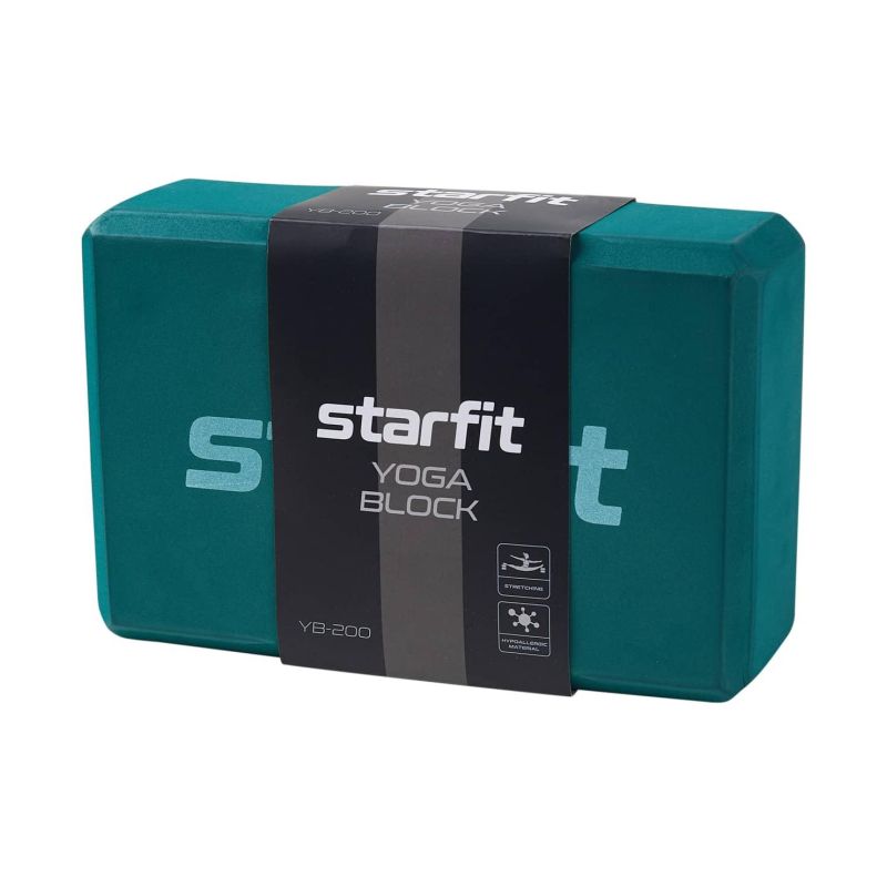 Блок для йоги STARFIT YB-200 EVA,8см,115гр,22.5×15см, изумрудный, ЦБ-00001691