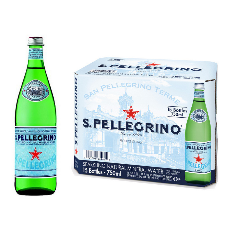 превью Вода минеральная S. Pellegrino газированная 0.75 л (15 штук в упаковке)