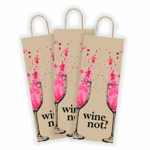 Крафт-пакет бумажный «Wine not» 15×8х39 см, с кручеными ручками, плотность 80 г/м2
