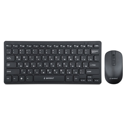 превью Набор беспроводной GEMBIRD KBS-9100, клавиатура 78 клавиш, мышь 4 кнопки, 1600 DPI, 2.4 ГГц, черный
