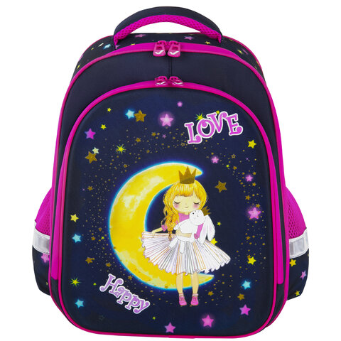 Ранец BRAUBERG KIDS STANDARD, 2 отделения, «Moon girl», 36×28х14 см