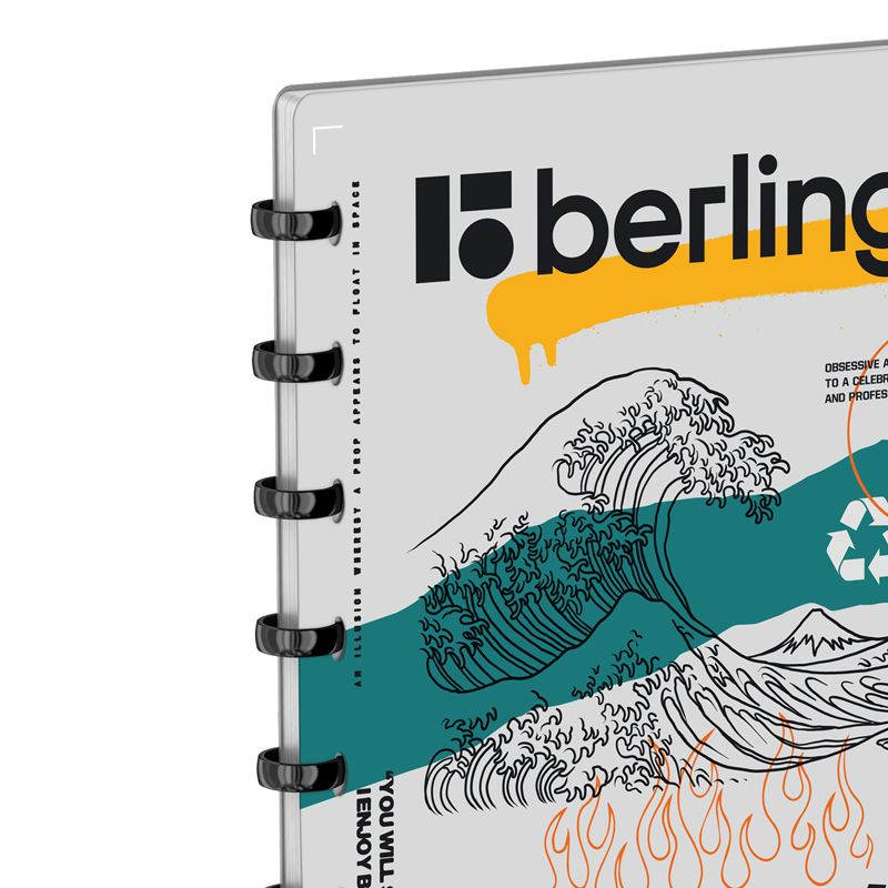 превью Бизнес-тетрадь А5+, 80л., Berlingo «Glyph», клетка, на кольцах, с возм. замены блока, 80г/м2, пластик обложка 700мкм, линейка-закладка