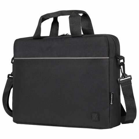 Сумка портфель BRAUBERG PRACTICAL с отделением для ноутбука 15.6", Grey line, черная, 29×40х7 см