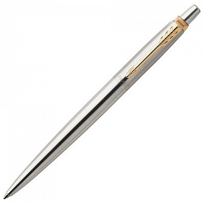 Ручка шариковая PARKER «Jotter Core Stainless Steel GT», корпус серебристый, позолоченные детали, синяя