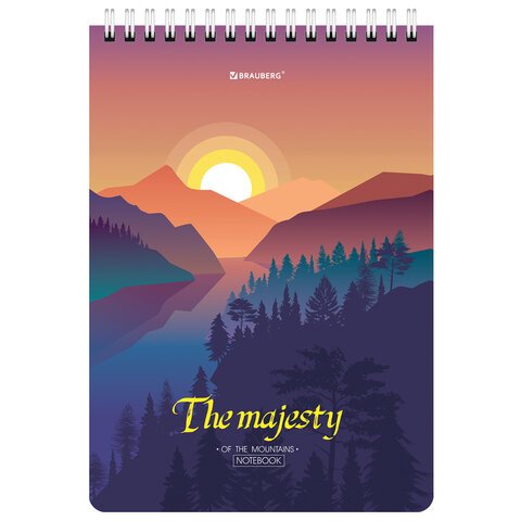 Блокнот А5 (146×206 мм), 80 л., гребень, картон, клетка, BRAUBERG, «Majesty»