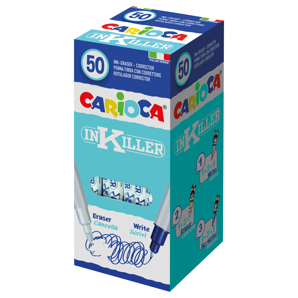 Ручка капиллярная двусторонняя Carioca «InKiller» синяя, 0.7мм (стирает перьевую ручку)