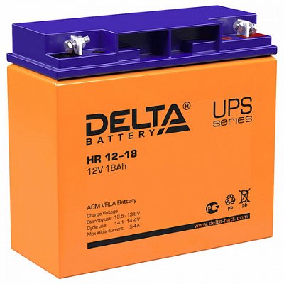 Аккумуляторная батарея для ИБП любых торговых марок, 12 В, 18 Ач, 181×77х167 мм, DELTA