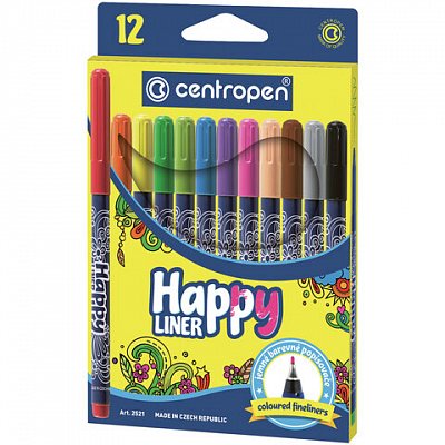 Набор капиллярных ручек Centropen «Happy Liner» 12цв., 0.3мм, европодвес