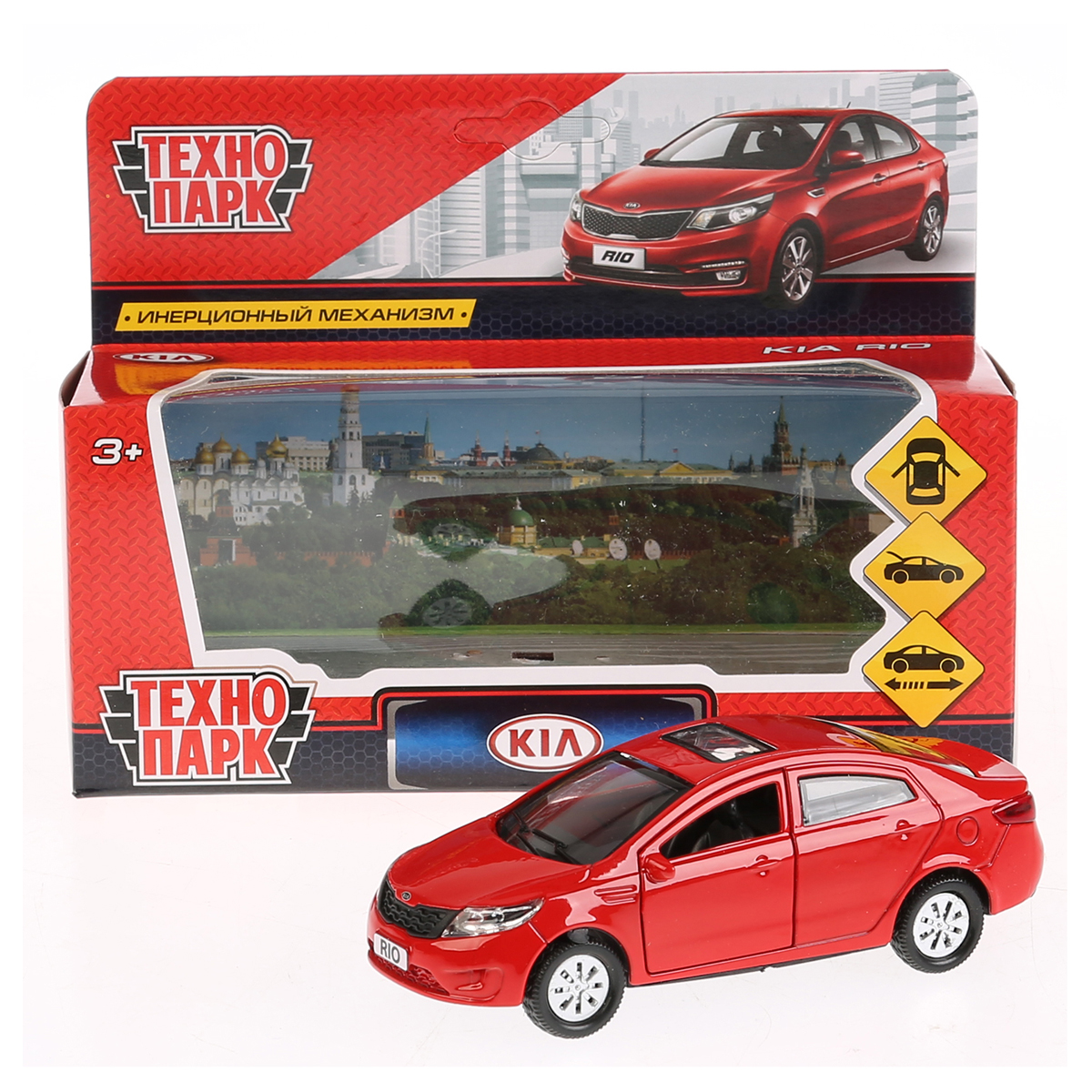 Машина игрушечная Технопарк «Kia Rio», KIA, металл., 12см, красный, инерционная, с подвижными элементами