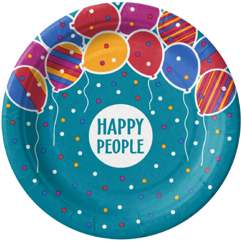 Тарелка одноразовая бумажная 180 мм Happy People МИКС 50шт/уп
