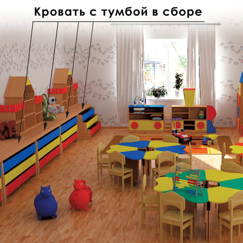 Кровать детская трехъярусная1480×652х720 ммЛДСПбук бавария/цветнаянастил фанера