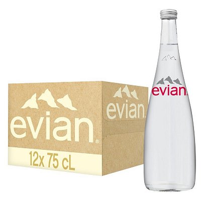 Вода минеральная Evian негазированная 0.75 л (12 штук в упаковке)