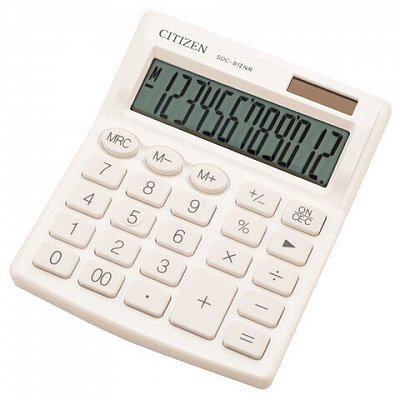 Калькулятор настольный компактный Citizen SDC812NRWHE 12-разрядный белый