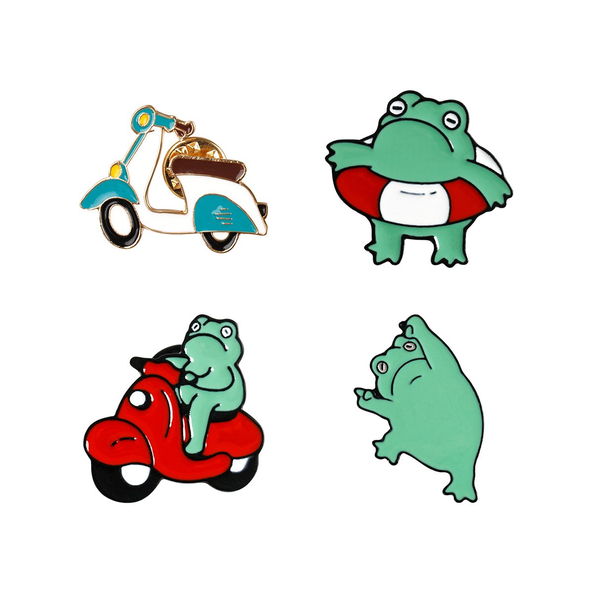 Набор металлических значков MESHU «Frog in trend», эмаль, 4шт