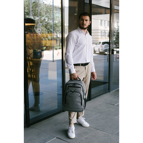 Рюкзак HEIKKI SECURE (ХЕЙКИ) универсальный, отделение для ноутбука, серый, 46×31x19 см